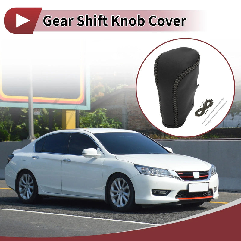 Honda Accord (2008-2012) - Black Grey Faux Leather Car Gear Shift Knob Cover