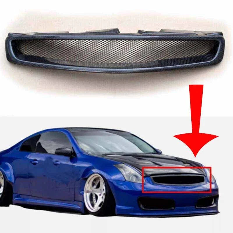 Infiniti G35 Coupe 2003-2007 Carbon Fiber Front Mesh Grille V35 Style