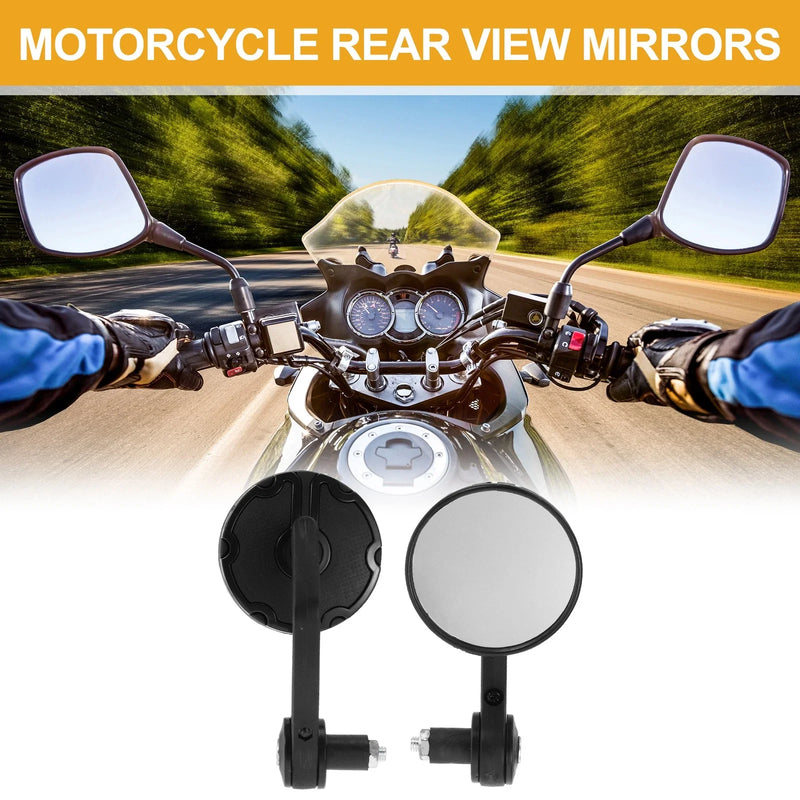M8 Motorcycle Black Aluminum Plastic Rear View Mirrors