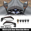 Universal Red Motorcycle 2 x 360 Degree Rotary Rearview Mirror Set