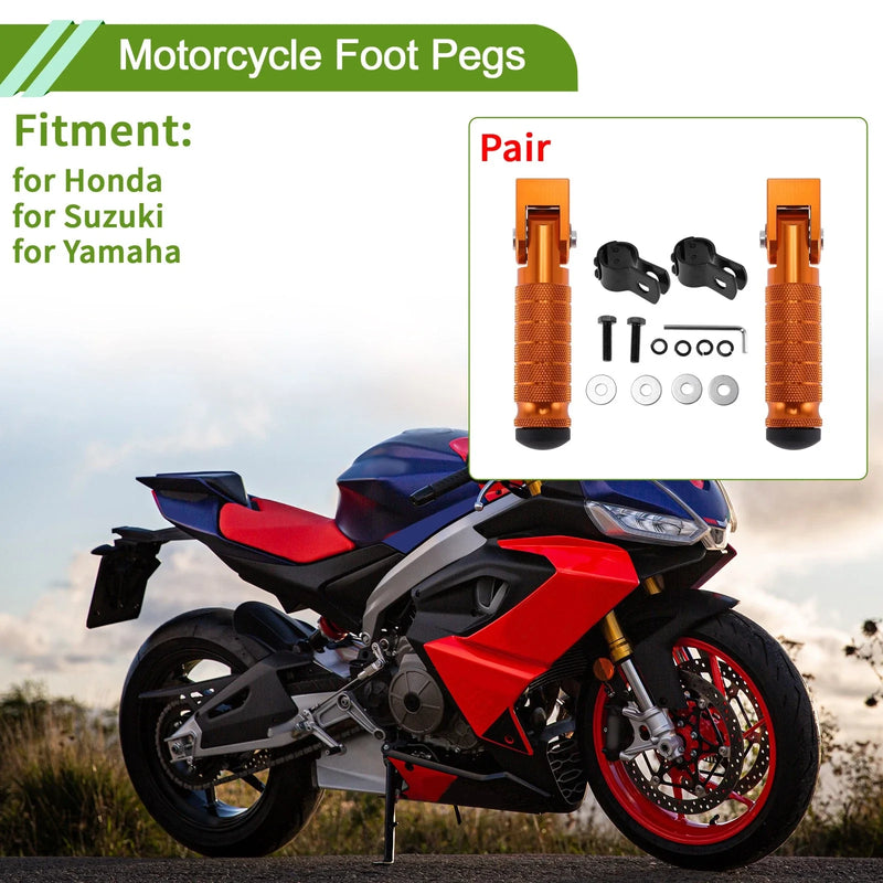 Honda / Suzuki / Yamaha Foot Pegs / Orange / Rear Brake Pedal