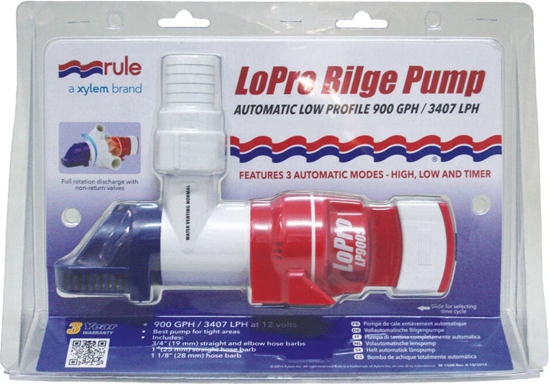 Rule, 3 Modes, Low Profile Rule LoPro Automatic Bilge Pump 900GPH