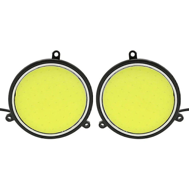 Car DRL Lamp Round COB White LED Daytime Running Lights