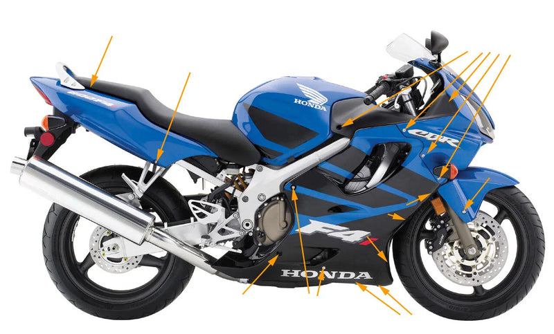 Honda CBR 600 F4i Completo / Acciaio Inox / carenatura & parabrezza Bulloni