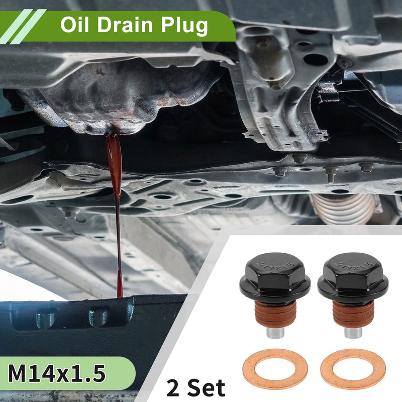 Car Motorcycle Oil Drain Plug 2 x M14x1.5 Copper W/ Gasket