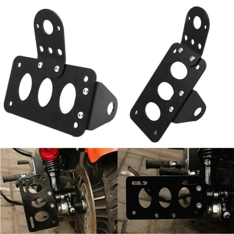Motorcycle Metal Side Mount License Plate Holder Tail Light Bracket