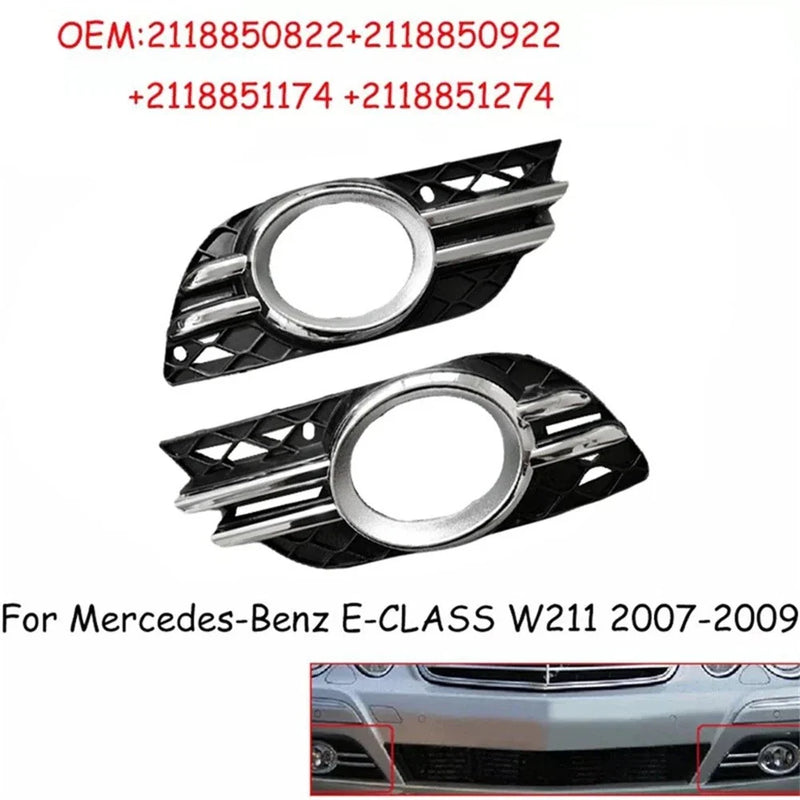Mercedes-Benz W211 Front Fog Light Bumper Grill Trim Cover (2003-2009)