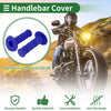 Motorcycle 7/8 22mm Hand Grips Cover Rubber Deep Blue Checkered Pattern