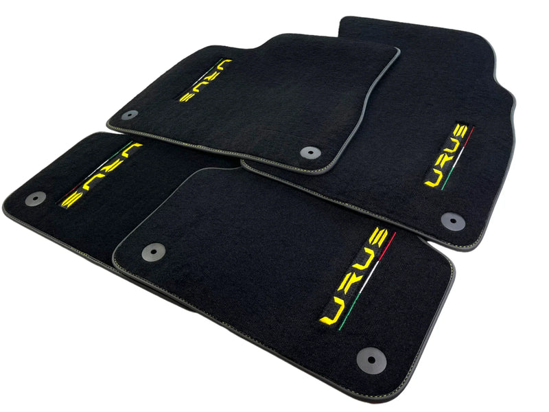 Lamborghini Urus 2018-2024 Black Carpets with Yellow Stitching Floor Mats