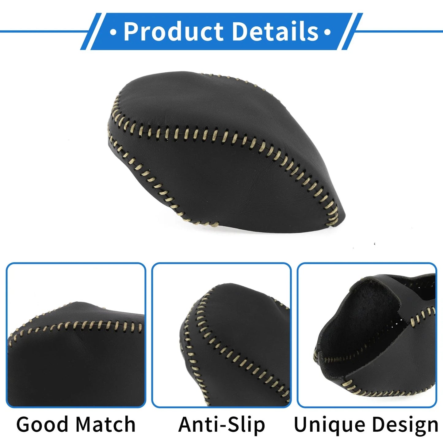 Car Gear Shift Knob Cover for Toyota RAV4 (2019-2024) Black Beige Faux Leather