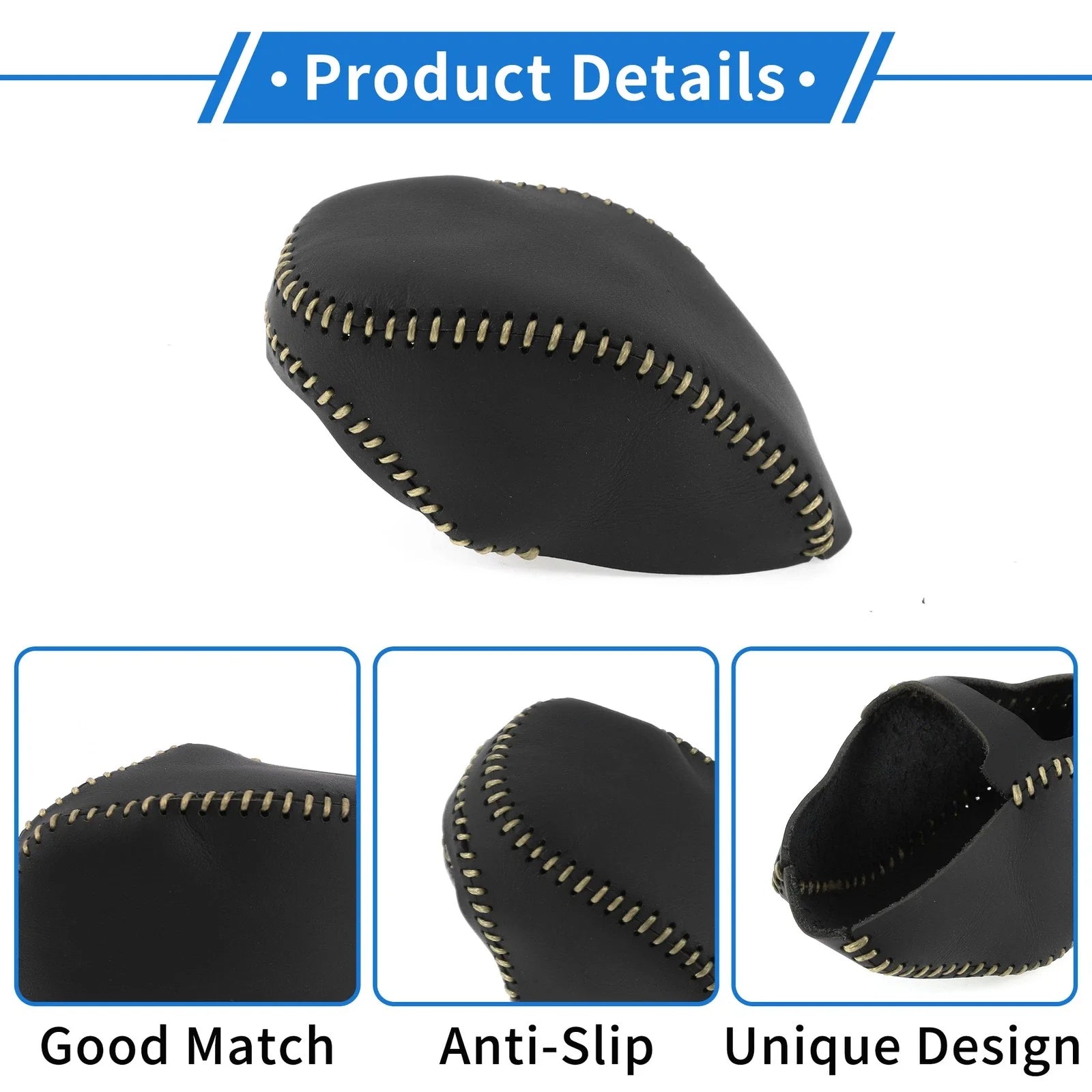 Car Gear Shift Knob Cover for Toyota RAV4 (2019-2024) Black Beige Faux Leather