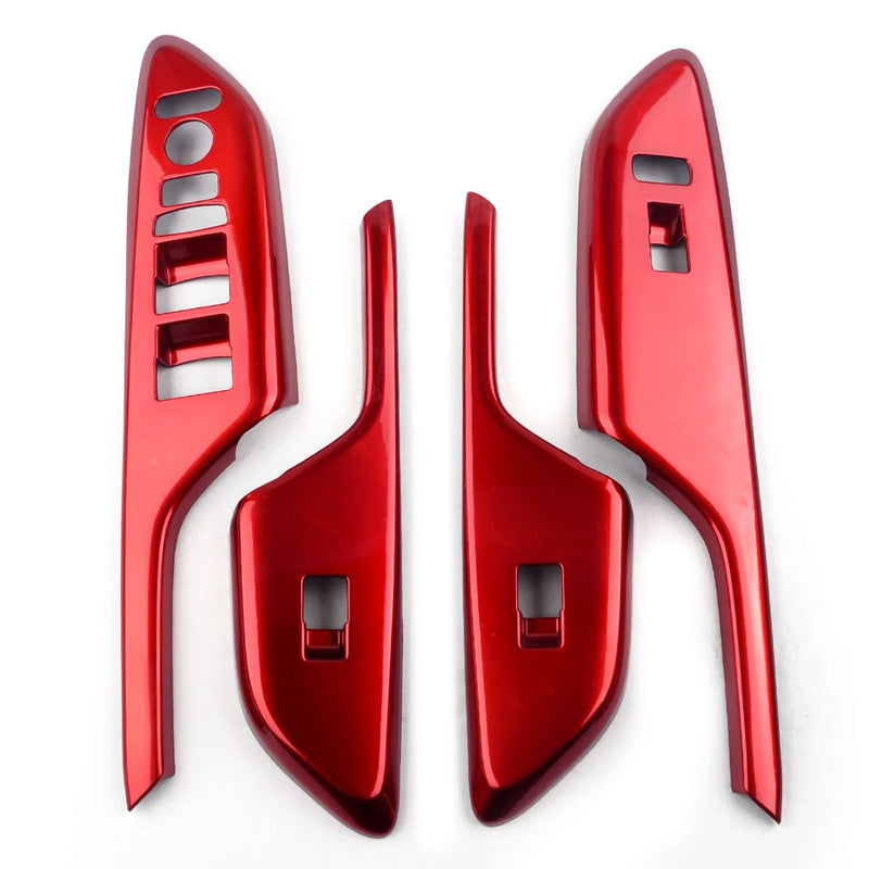 Honda Civic 4 x Red Door Window Lift Switch Button Trim (LHD)