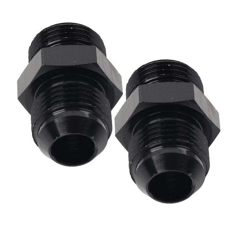 Universal 2 x Black Aluminum AN10 Flare to 6AN ORB Male Fitting Adapter