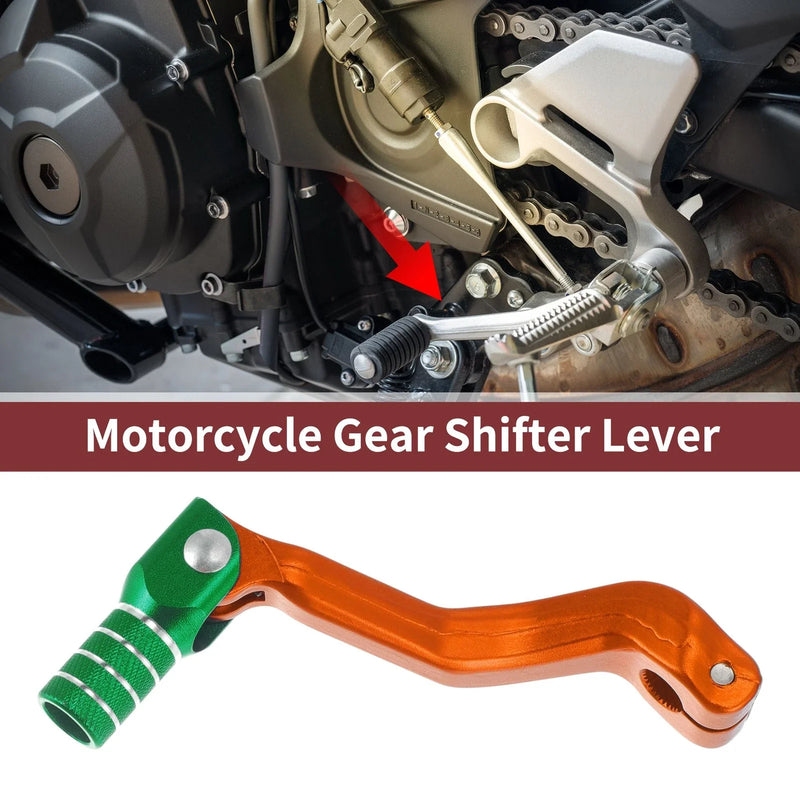 Kayo T2 Orange Green Silver Tone Folding Motorcycle Gear Shifter Lever