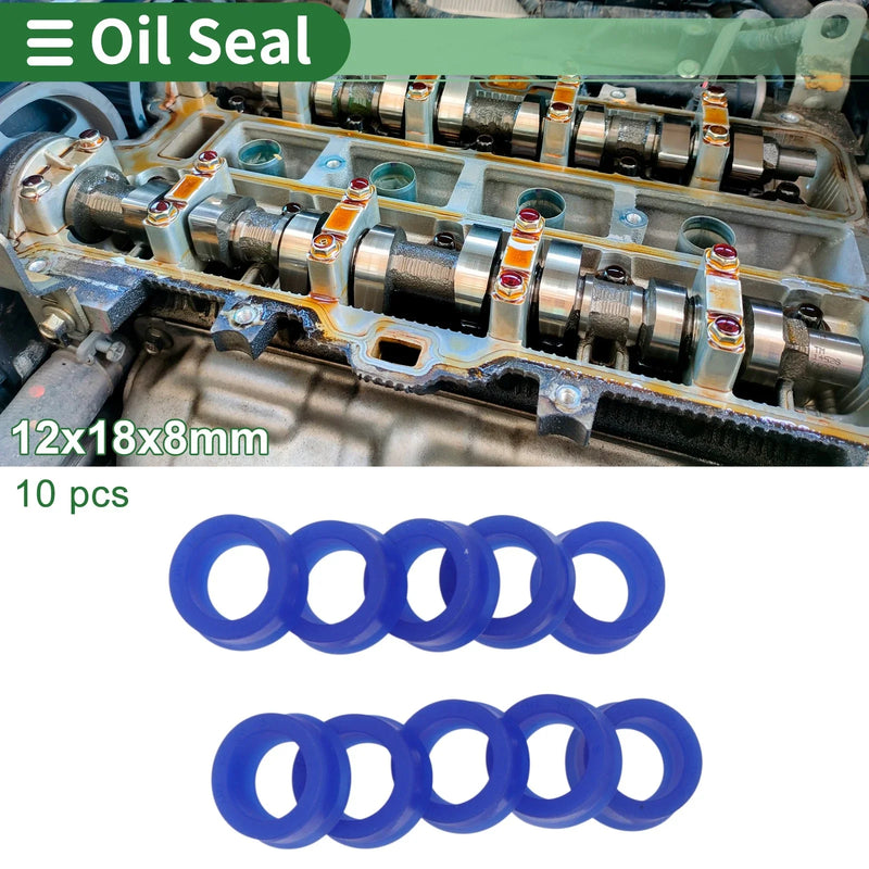 Oil Seal 12x18x8mm Rotary Seal TPU High Pressure Blue 10 Pcs