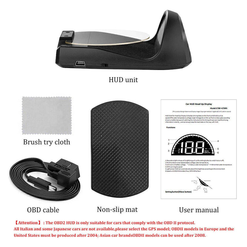 Car C700s HUD OBDII Head-Up Display GPS Dash Screen