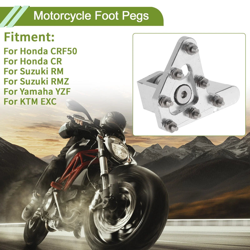 Honda CRF50 Footrests Footpeg Pedal Silver Tone Motorcycle Foot Pegs
