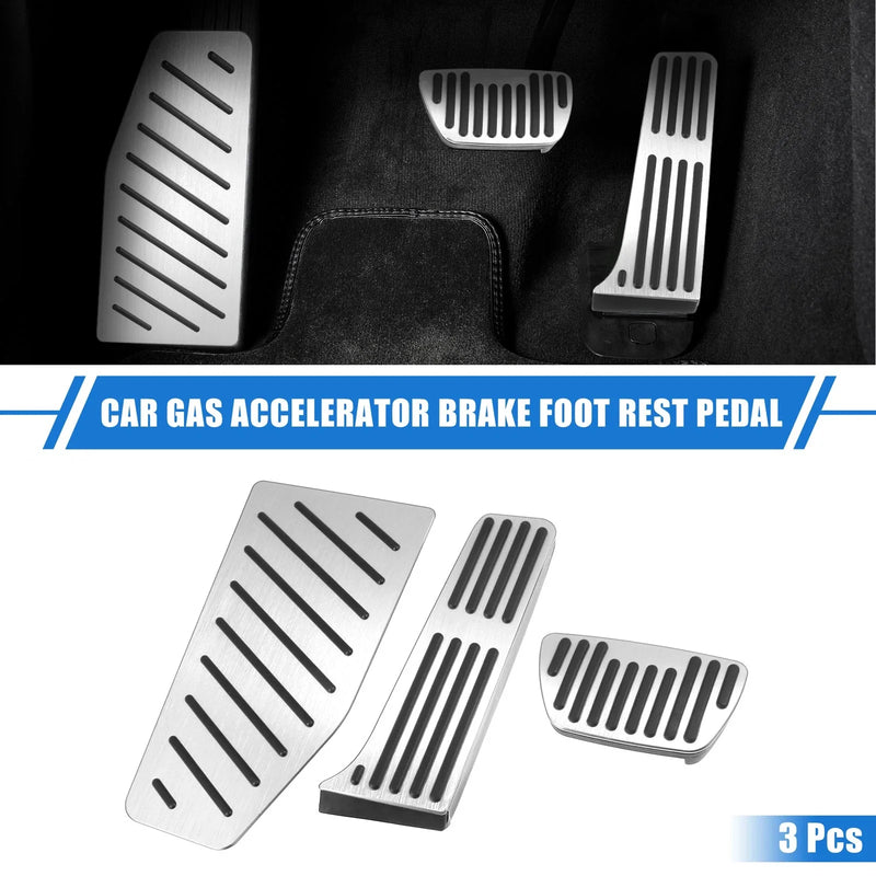 Toyota RAV4 Silver Tone 3 Pcs Gas Accelerator Brake Foot Rest Pedal Cover