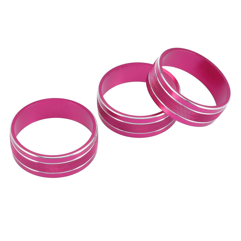 Jeep Dodge 3 x Air Conditioner Switch Knob Cover Rings Pink Silver