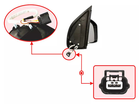 Nissan Navara D40 Chrome RH Side Mirror 3 Wires (2005-2014)