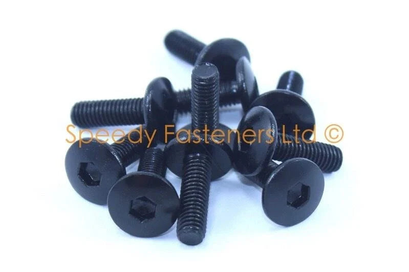 6x Black Aluminium Wind Shield Screen Bolts m5 x 16mm Pan Button Head