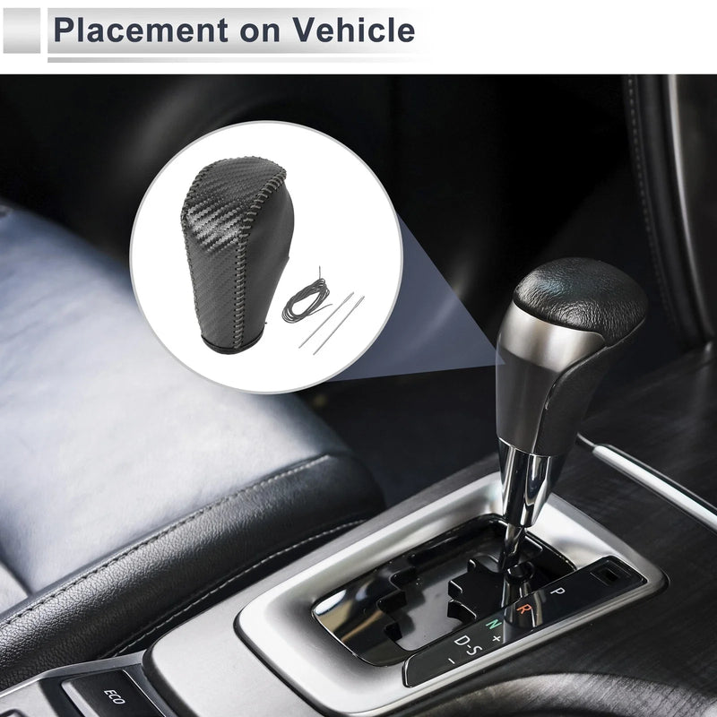 BMW 3 Series Black Carbon Fiber Grey Gear Shift Knob Cover (2004 - 2012)