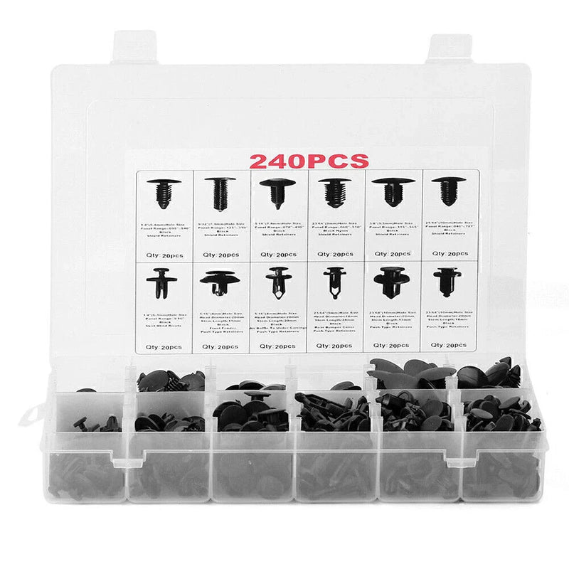 Car Auto Body 240 Pcs Plastic Push Pin Rivet Fasteners Clips