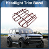 Ford Car Front Left & Right Headlight Trim Bezels (Carbon Fiber, Red)