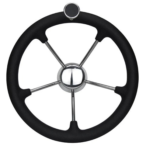 Boat Steering Wheel 350mm Diameter Stainless Spokes & Speed Knob Hub