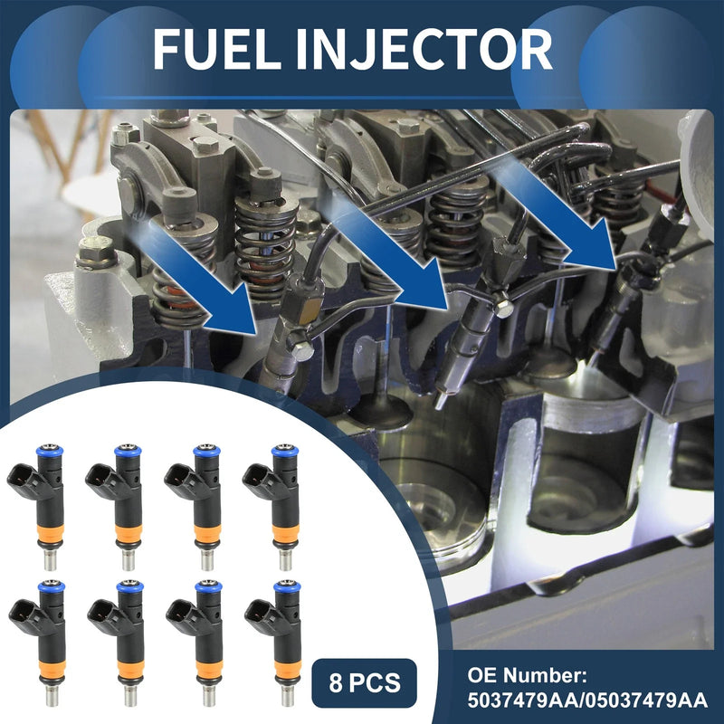 Dodge Ram 1500 (2009-2010) Black 8 Pcs 5.7L Fuel Injector