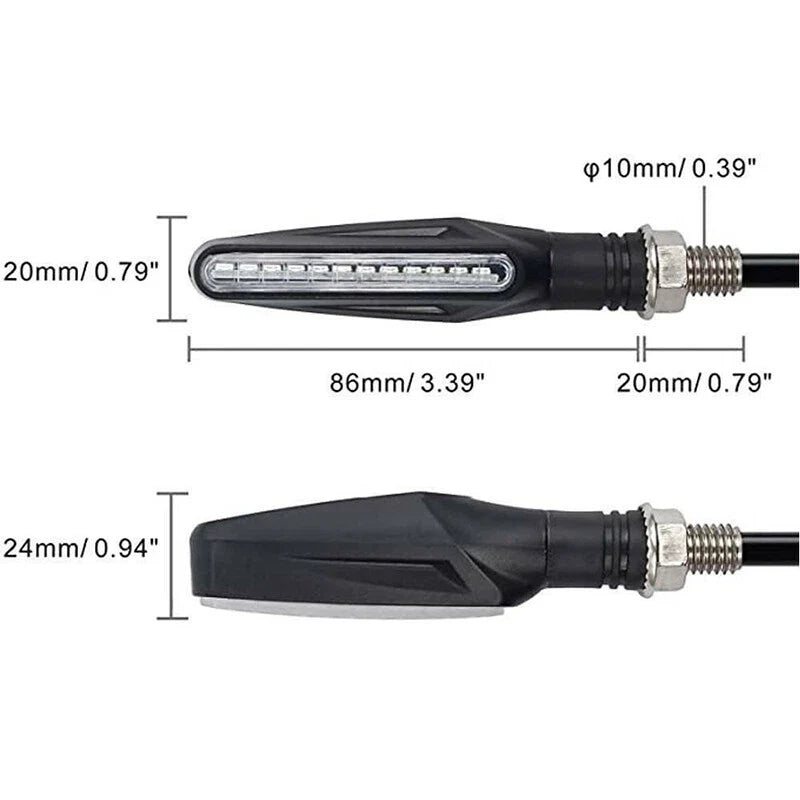 Universal Motorcycle Amber 12 LED Flowing Turn Signal Blinker Lights 4 x Set