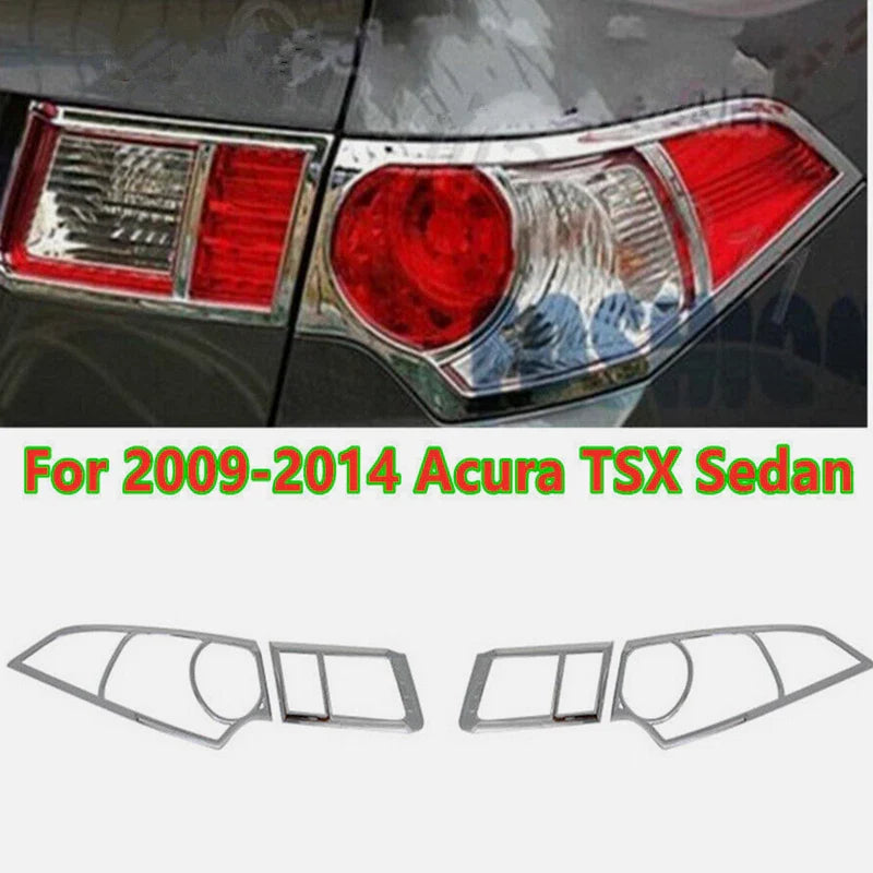 Acura TSX 4X Chrome Rear Tail Light Lamp Cover Trim Decor (2009–2014)