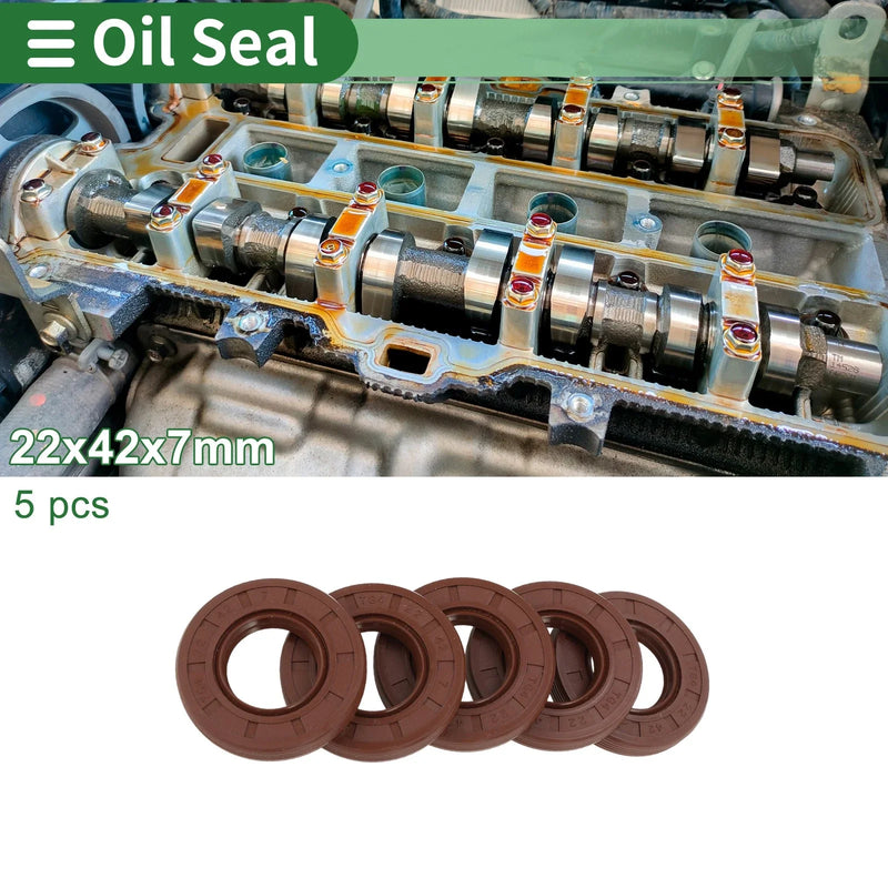 Make Model Oil Seal / 22x42x7mm / FKM Rubber High Pressure Brown 5 Pcs
