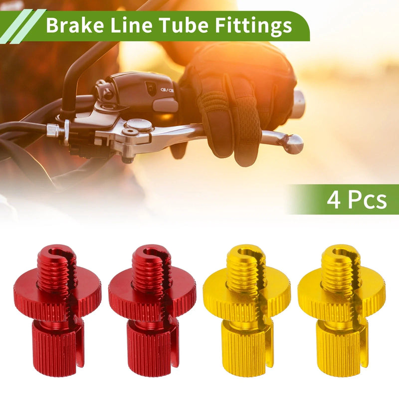 Motorcycle 4 x M10 Clutch Brake Cable Adjuster Screw Red Gold Tone