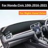 Honda Civic RHD PU Leather Dashboard Cover Mat (2016–2021)