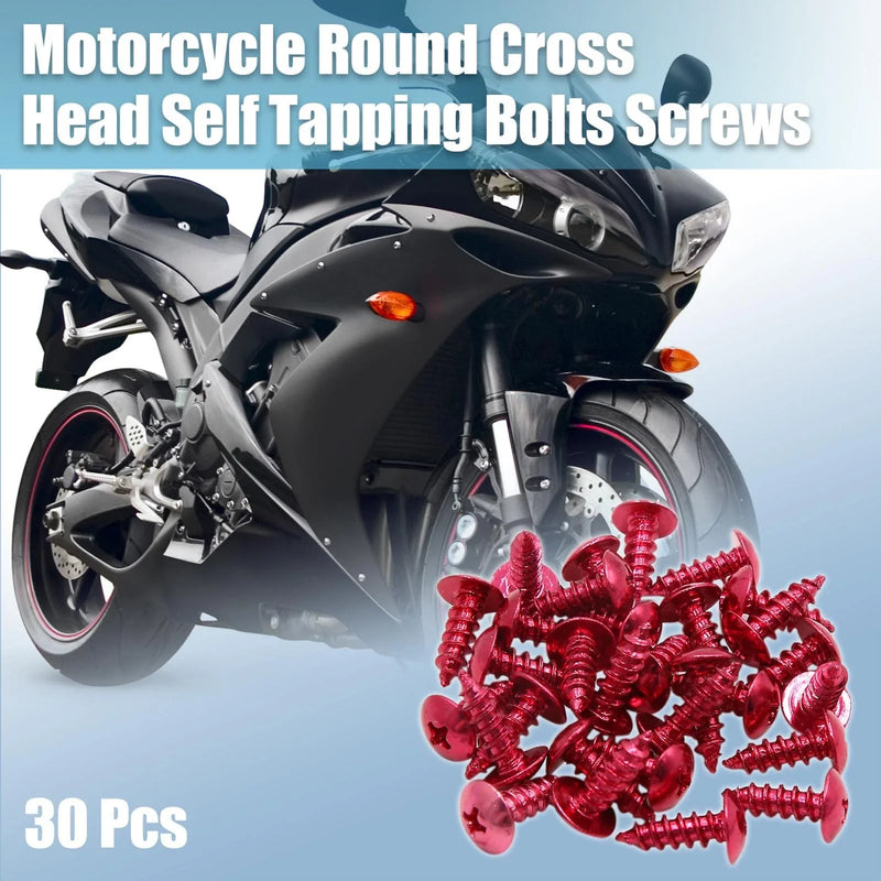 Motorcycle Car 30pcs Round Cross Head Self Tapping Bolts Screws