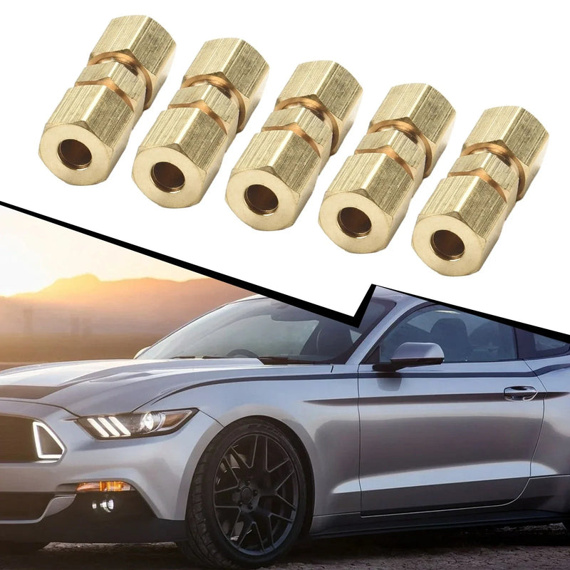 Brass Brake Line Compression Fitting Unions 3/16" OD 5pcs