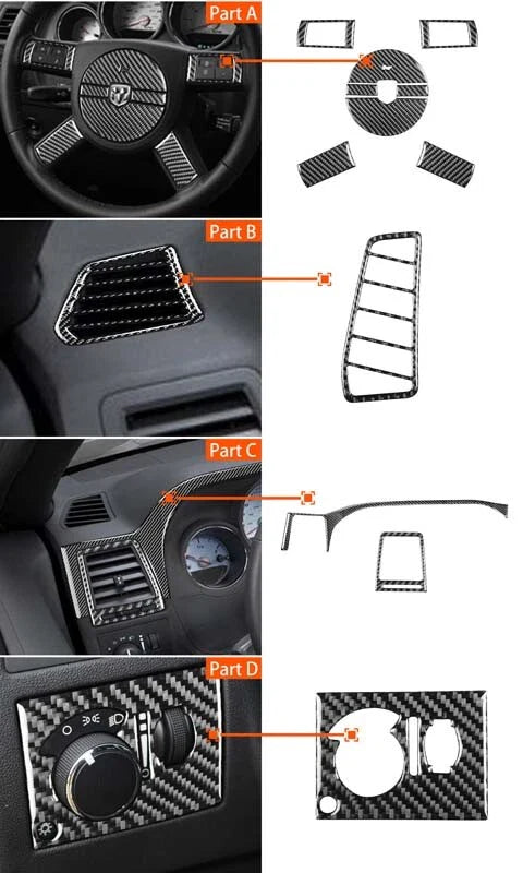 Challenger 2008-2014 Carbon Fiber Interior Steering Wheel Cover Trim Fit