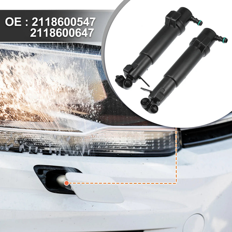 Mercedes-Benz E320 E500 Front Left Right Headlight Washer Nozzles (2003-2009)
