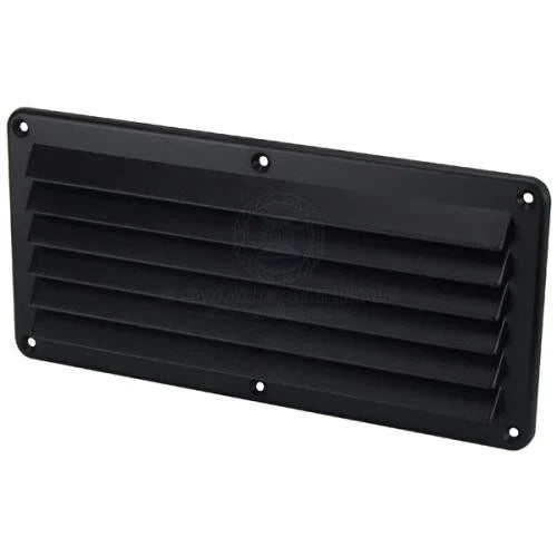 Boat / Caravan / Camper Black Plastic Rectangular Louvre Vent 260x125x15mm