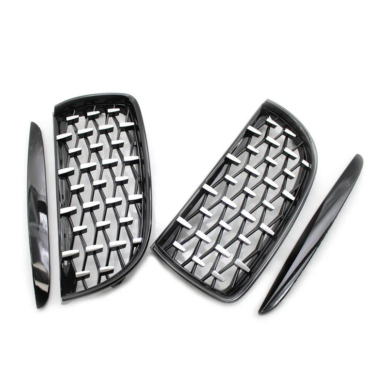BMW E90 2005-2008 Black Pair Front Frame & Chrome Grille