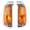 Corner Light Lamp Chrome Pair Fits Nissan Navara D21 Pickup Truck 1986-90 D05