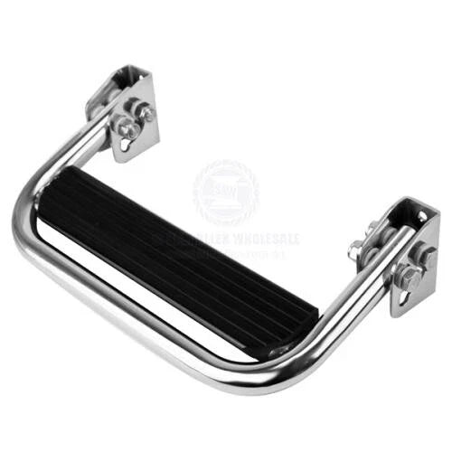 Folding Footrest 316G Stainless Steel Frame w/ Black Poly Step 326x165mm