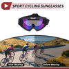 Motorcycle Riding Goggles Blue Purple Lens Black Frame PC Cycling Sunglasses