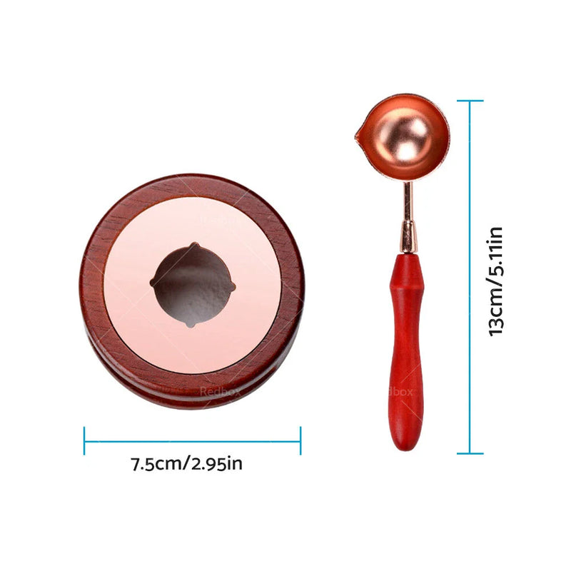 Candle Sealing Wax Furnace Melting Spoon Tool & Stamp Set