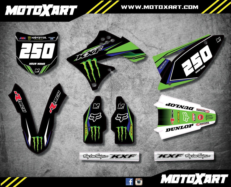 KXF 250 (2009-2012) - SURGE Style Full Graphics Kit Decals