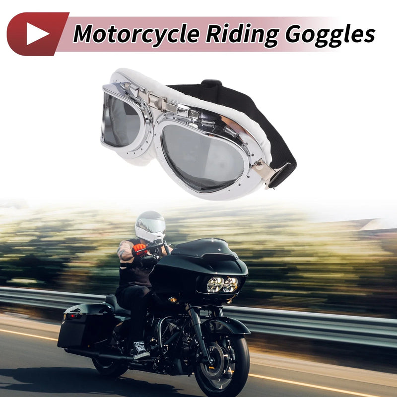 Motorcycle Motorcycle Riding Goggles Deep Gray Lens White Frame PC PU Sponge