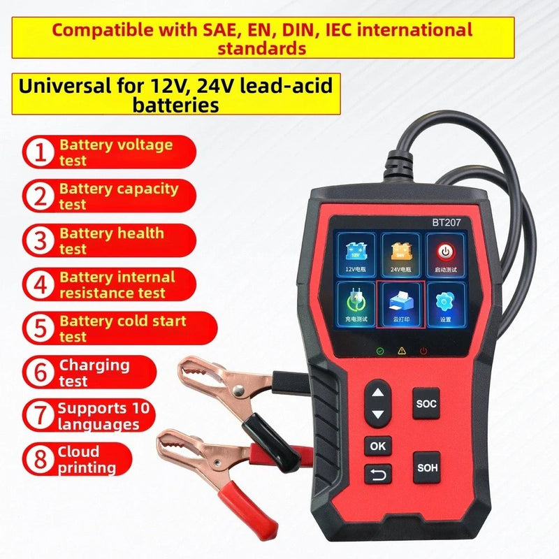 Acid Battery Analysis 12V 24V Car Battery Tester with LCD Screen