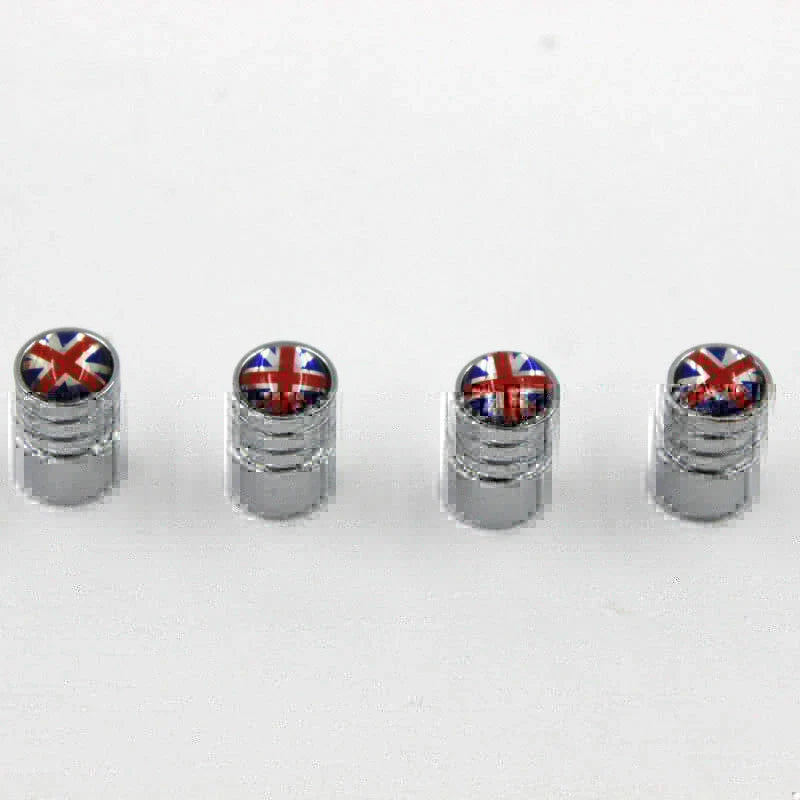 Union Jack Model Wheel Tire Tyre Valve Stem Air Cap Set Cover Universal