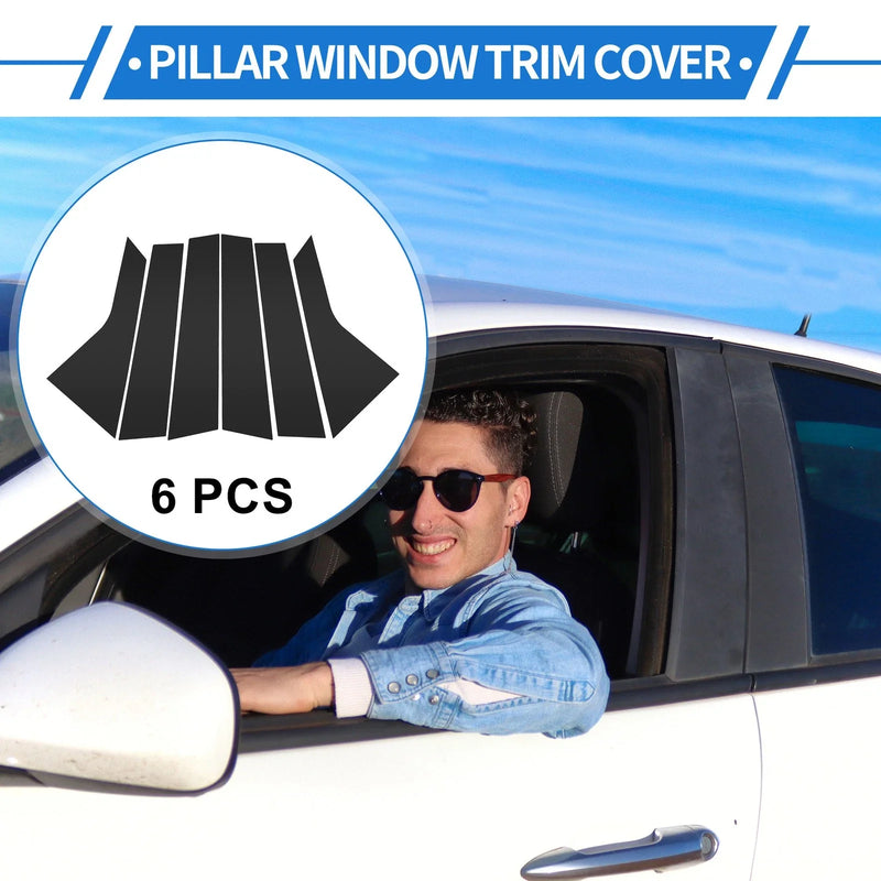 Hyundai Elantra 6 Pcs Black Door Pillar Window Trim (2021-2023)